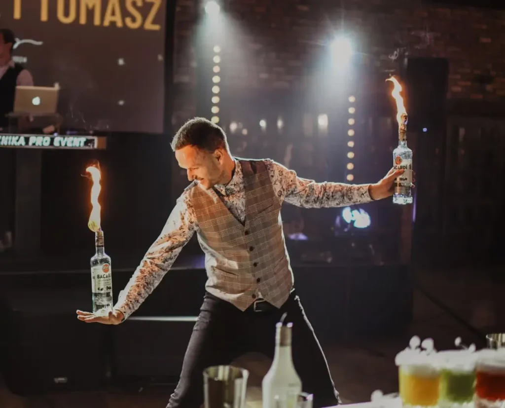 Barman na wesele. Pokaz flair